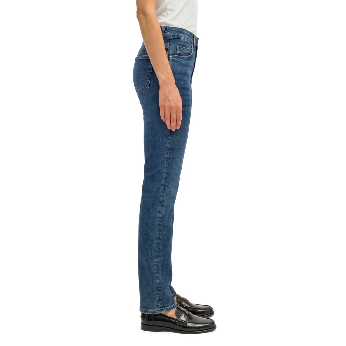 Jeans modèle Alby droit en mélange de coton bio bleu, MARC O'POLO