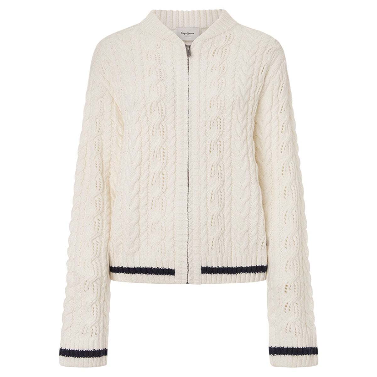 Gilet En Maille Torsadée blanche mousse, PEPE JEANS