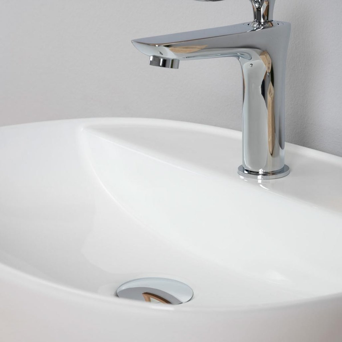 Vasque en céramique ovale avec plage 50 cm BAHIA blanc, WANDA COLLECTION