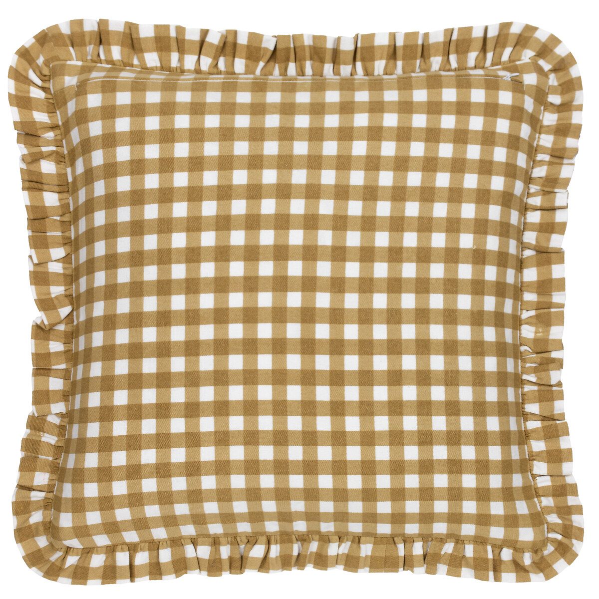 Maude Gingham Cotton Cushion gold-coloured, FURN.