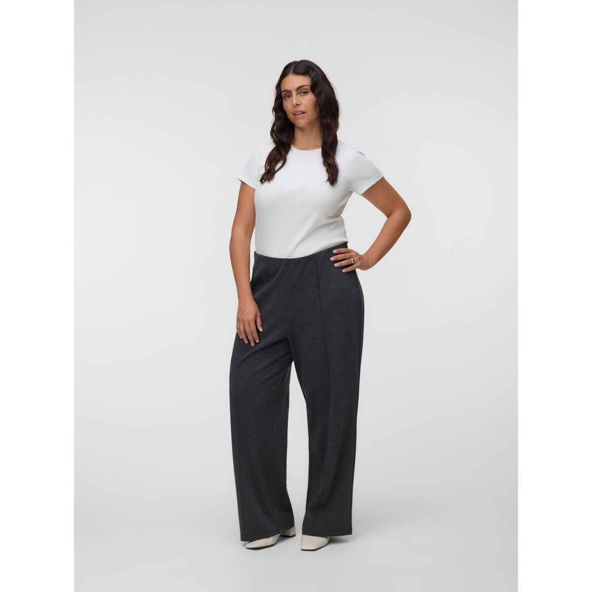 Pantalon À Jambe Large dark grey melange, VERO MODA