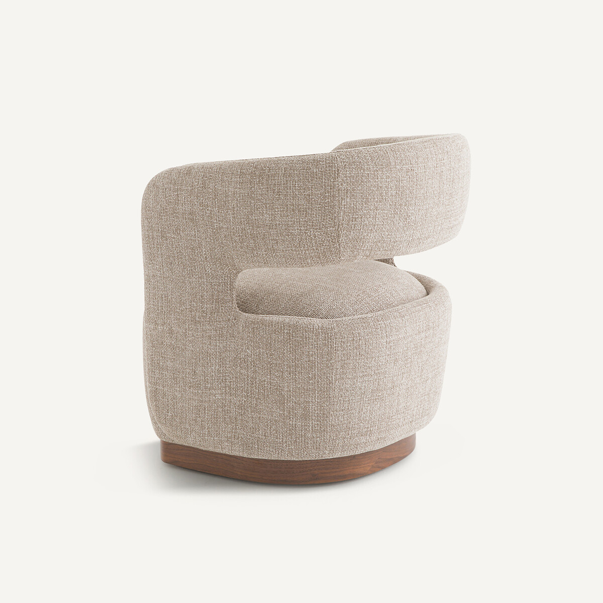 Fauteuil pivotant base noyer, tissu chiné, Jesper marron glacé, AM.PM
