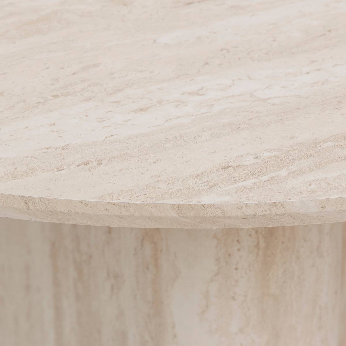 Table à manger ovale 4/6 places effet travertin ANAYA beige, ATMOSPHERA
