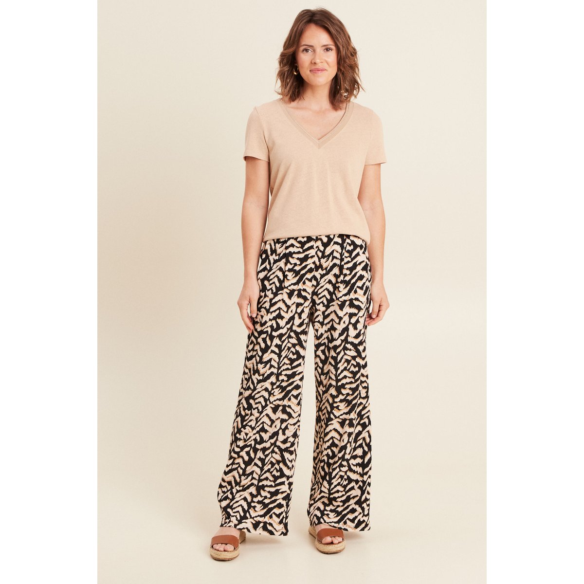 Pantalon large taille haute noir, BREAL