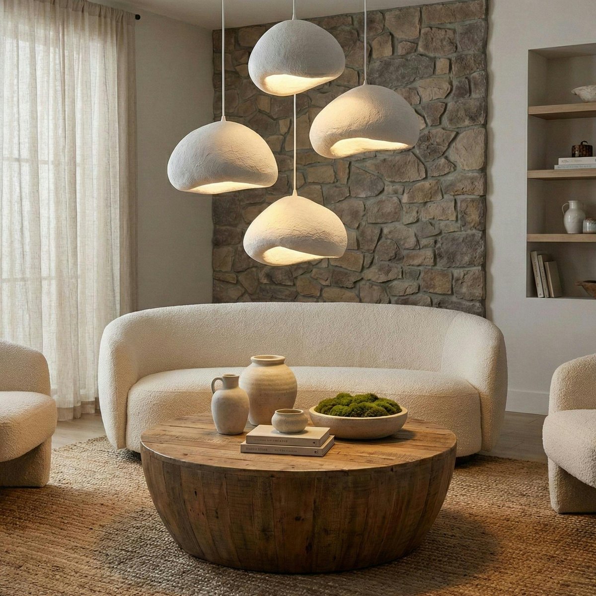 Suspension 4 lampes hauteur réglable NOXIS blanc, PIER IMPORT