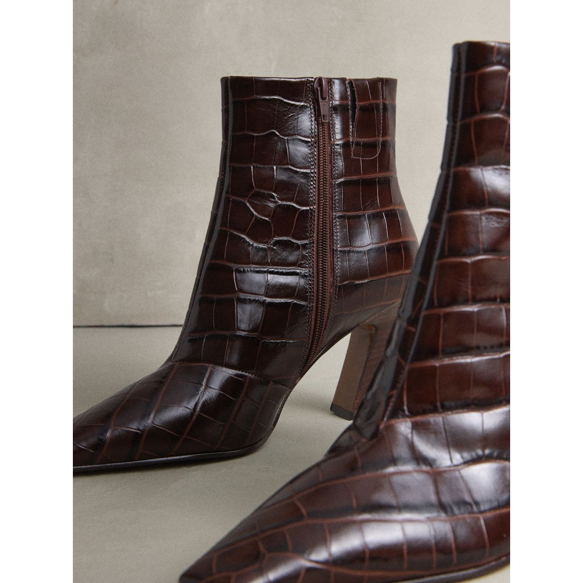 Bottines plates à bout ciselé n. premium cuir imprimé serpent, NEXT