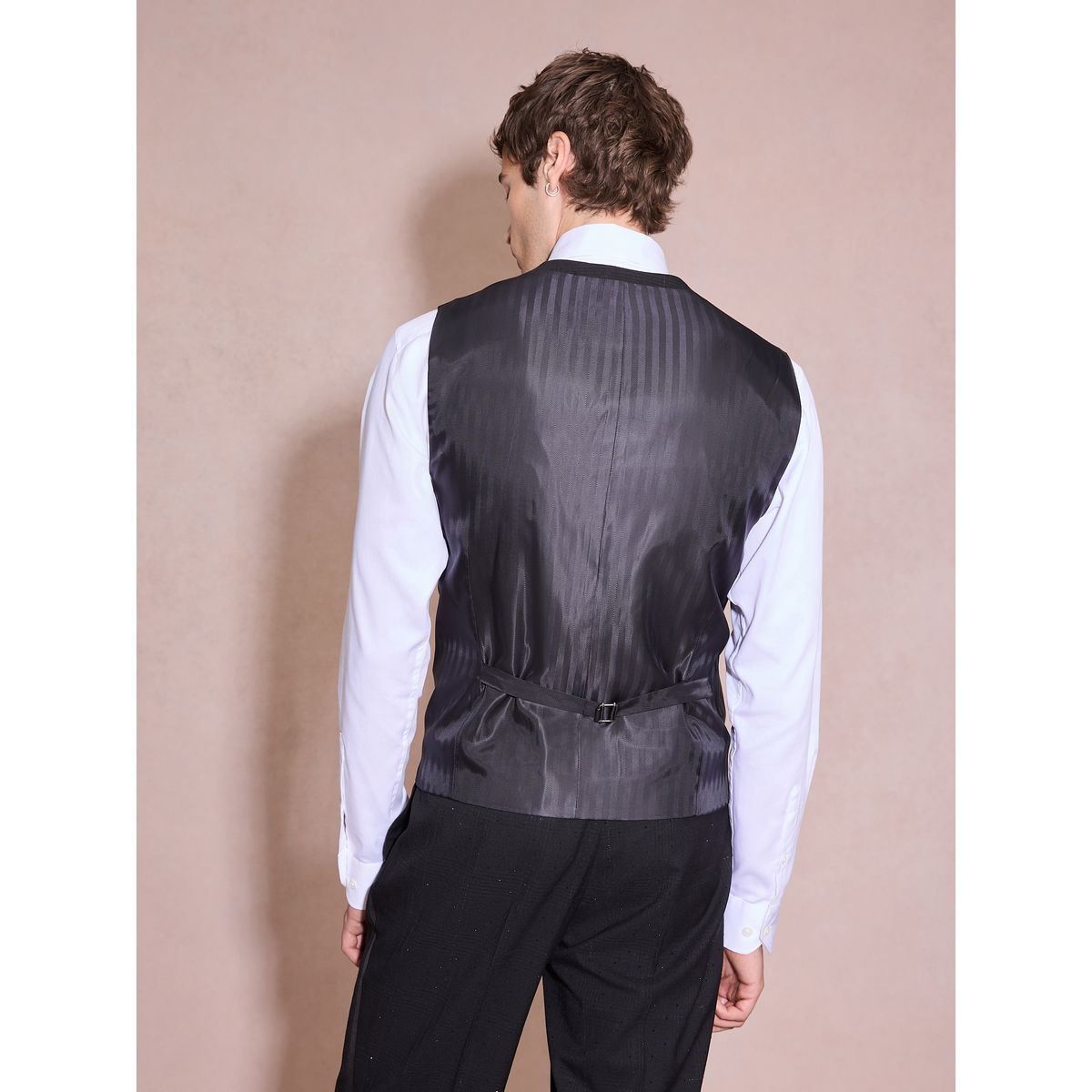 Gilet de smoking standard à carreaux noir, NEXT