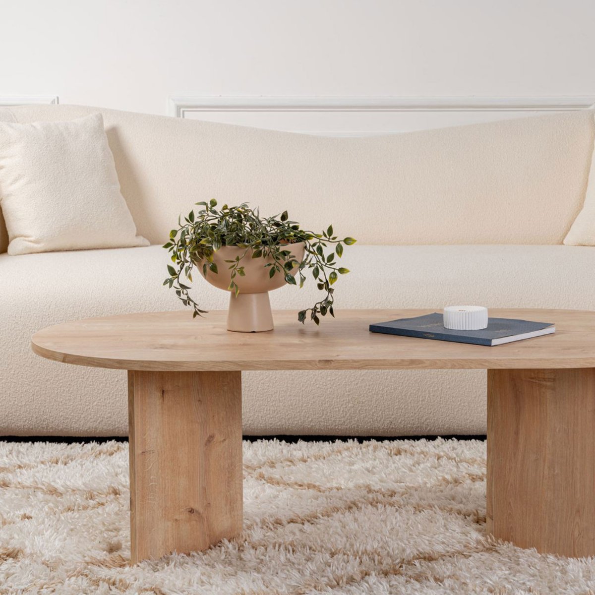 Table basse ovale en bois 119x60cm- SAM bois clair, DRAWER