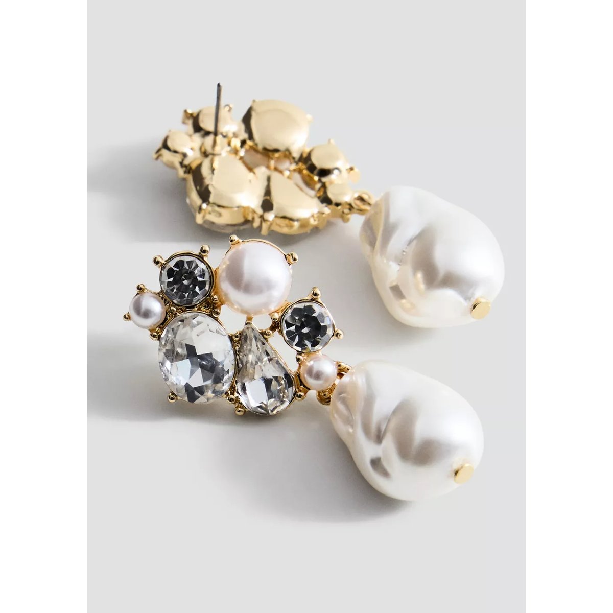 Boucles d’oreilles cristal perle or, MANGO