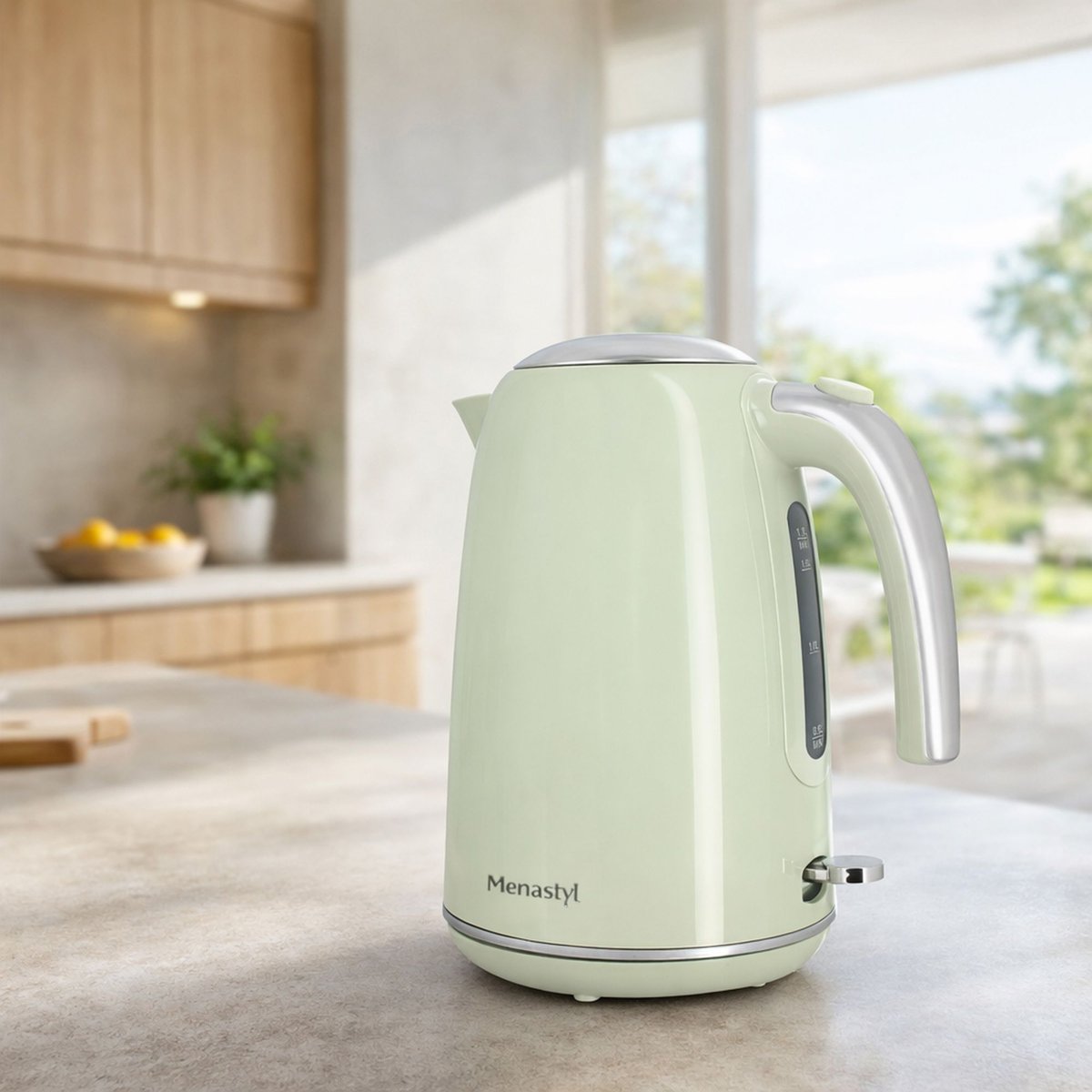 Bouilloire électrique 1,7L en acier inoxydable, RETRO céladon, MENASTYL