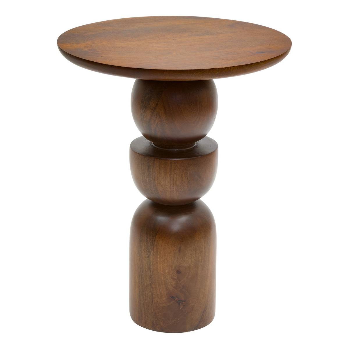 Table d'appoint Shelty ronde D.38cm marron modèle b, ATMOSPHERA