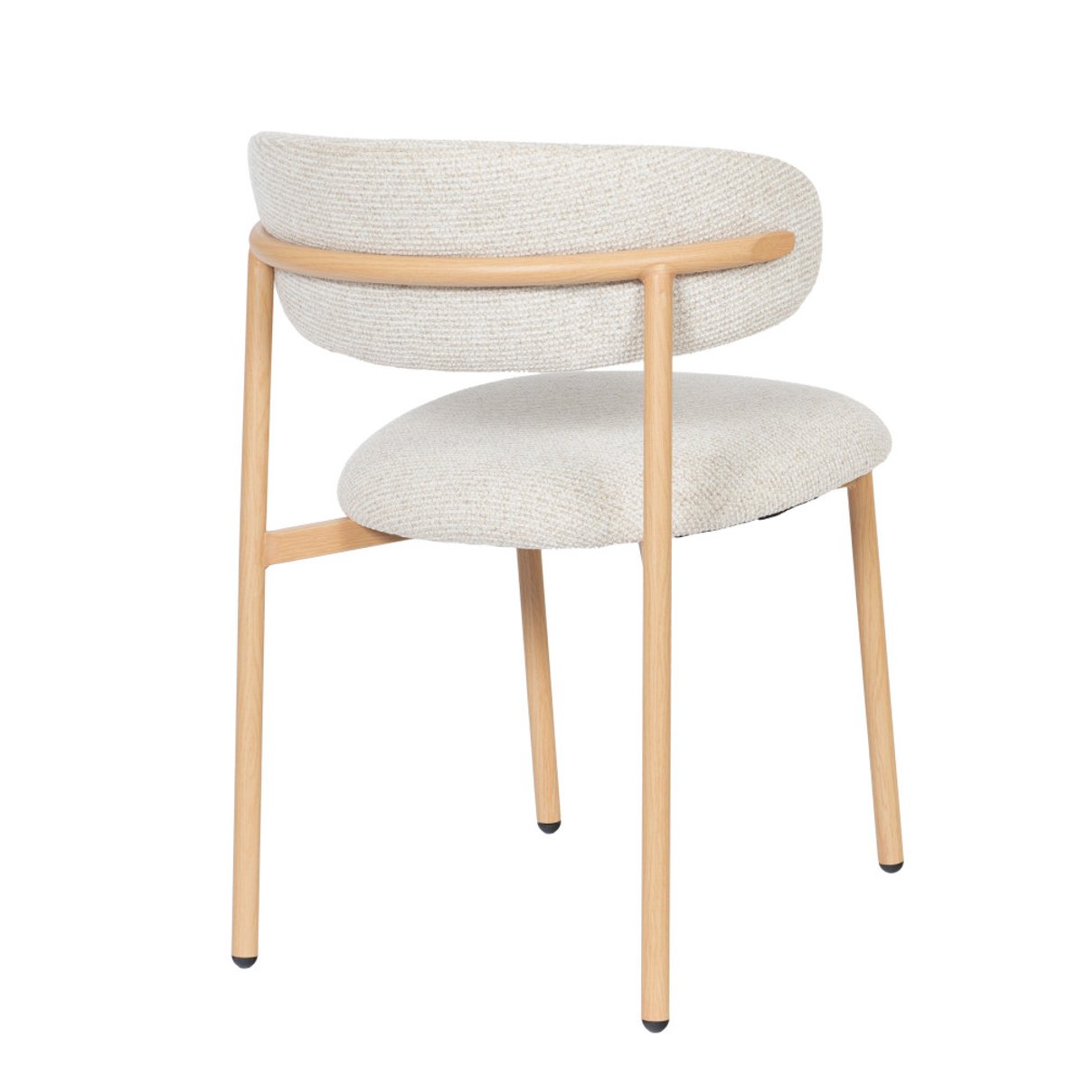 Chaise de salle à manger en tissu beige avec piètement finition chêne Curve (lot de 2) - CURVE crème / ivoire, AMADEUS