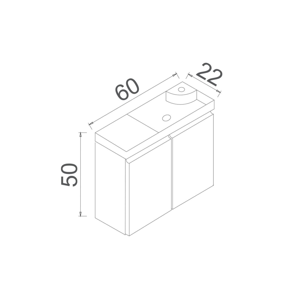 Meuble lave-mains suspendu 2 portes IRIS cachemire, PIER IMPORT