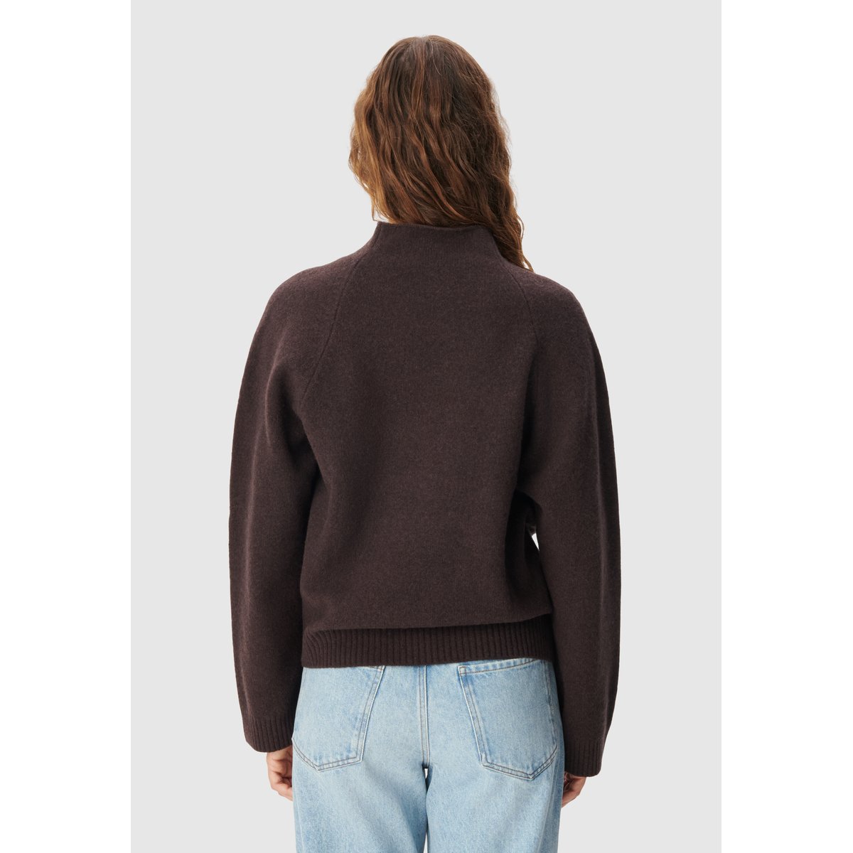 Pull tricot 100% laine col cheminée marron foncé, IKKS