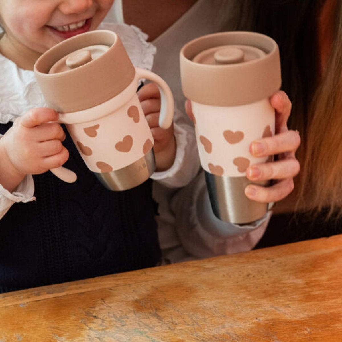 Coffret duo 2 tasses rose, marron, BEABA