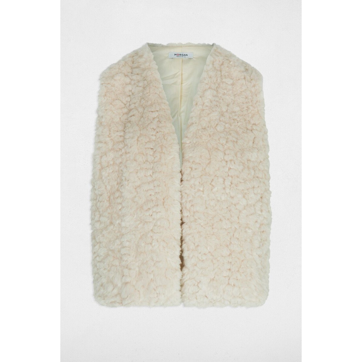 Gilet sans manches, en sherpa ivoire, MORGAN