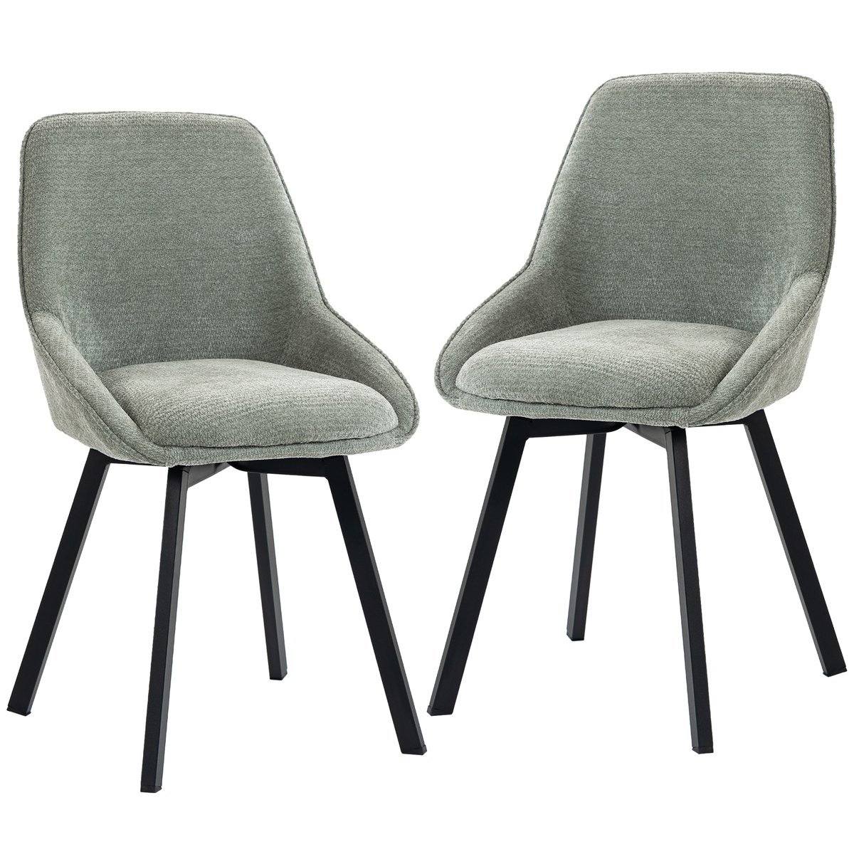 Chaise de salle à manger Tissu chenille (100 vert clair, HOMCOM