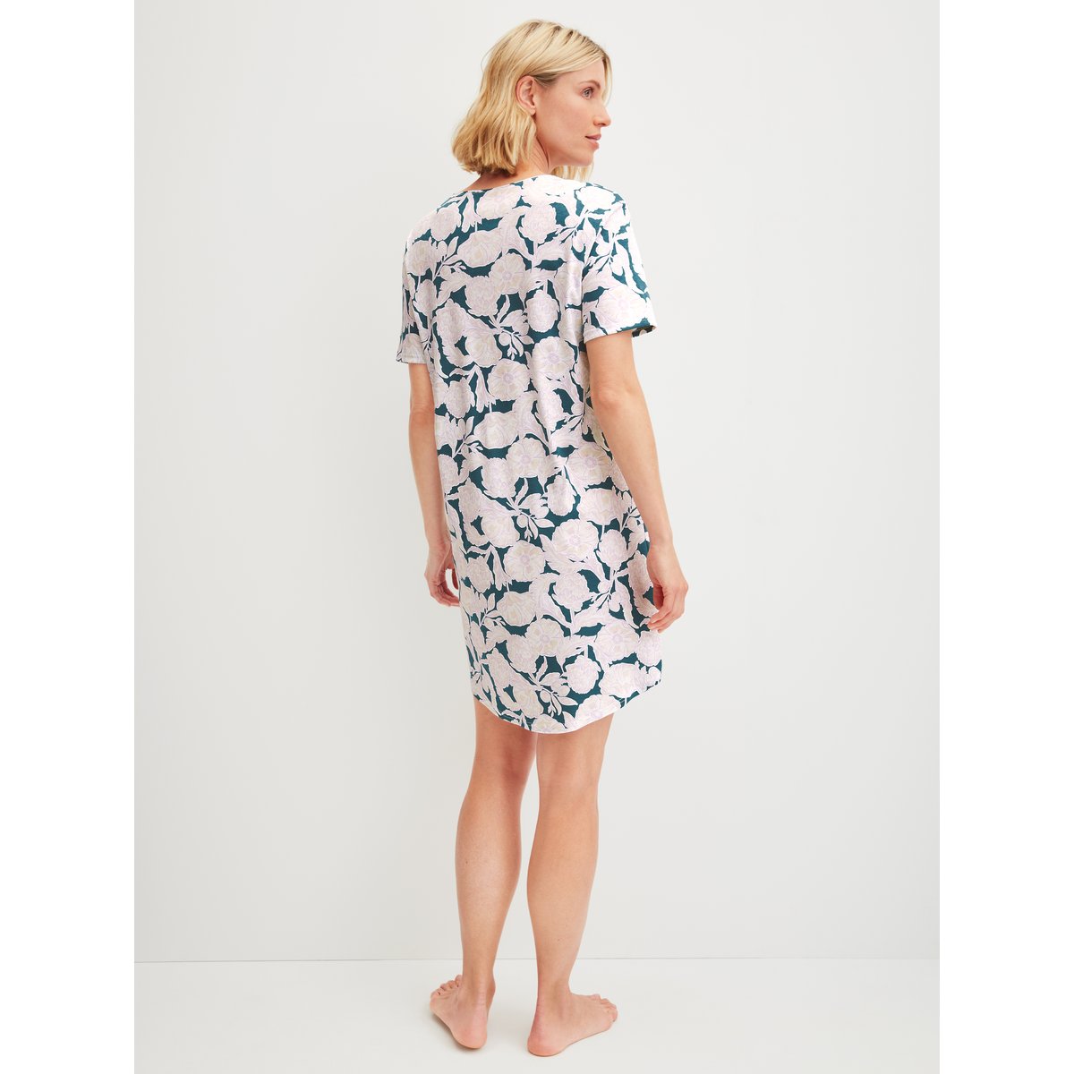 Chemise de nuit à manches courtes, longueur 95 cm manches courtes Coton BOTANIC DREAMS north sea green, CALIDA