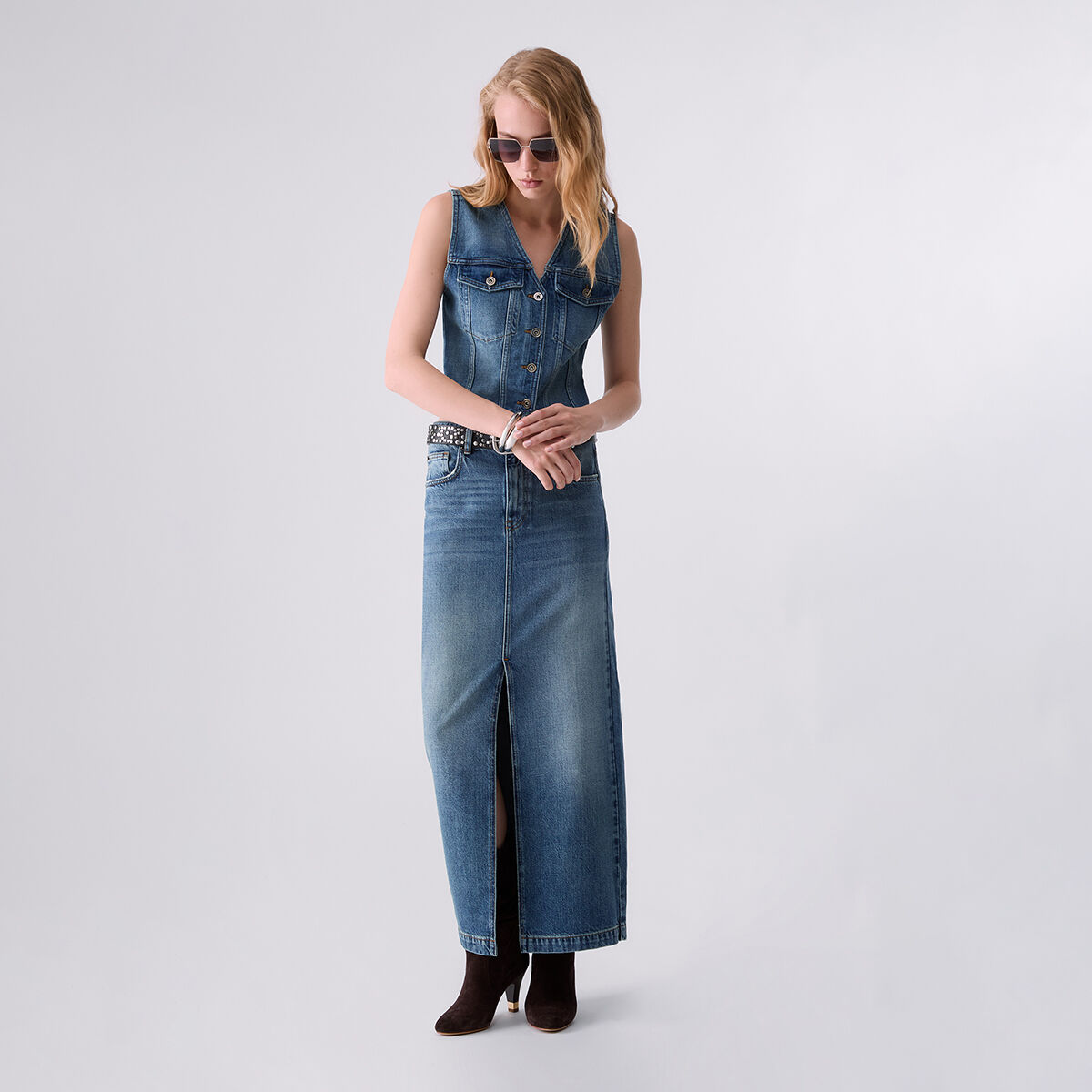 Jupe longue en denim denim bleu, LIU JO