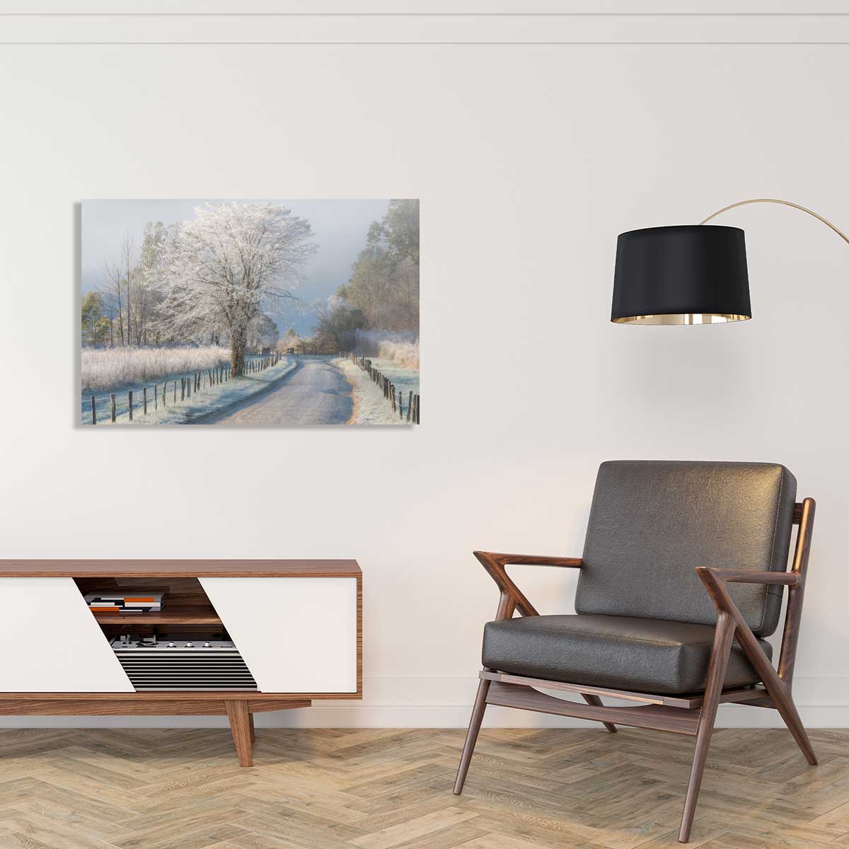 Tableau paysage Un matin glacial tableau alu dibond, HEXOA