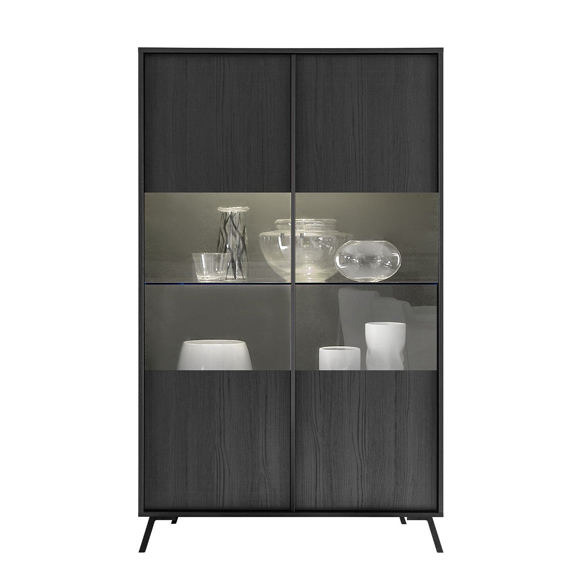 Vitrine 2 Portes H174 cm - City noir, CALICOSY