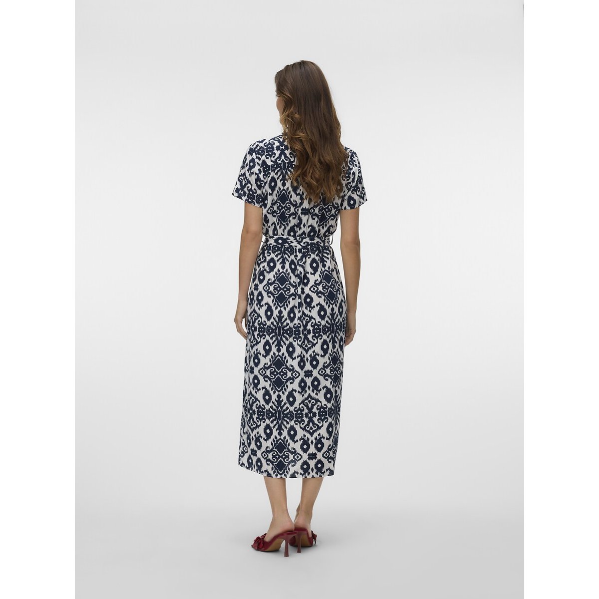Abito lungo stampato, collo alto fantasia marine, VERO MODA