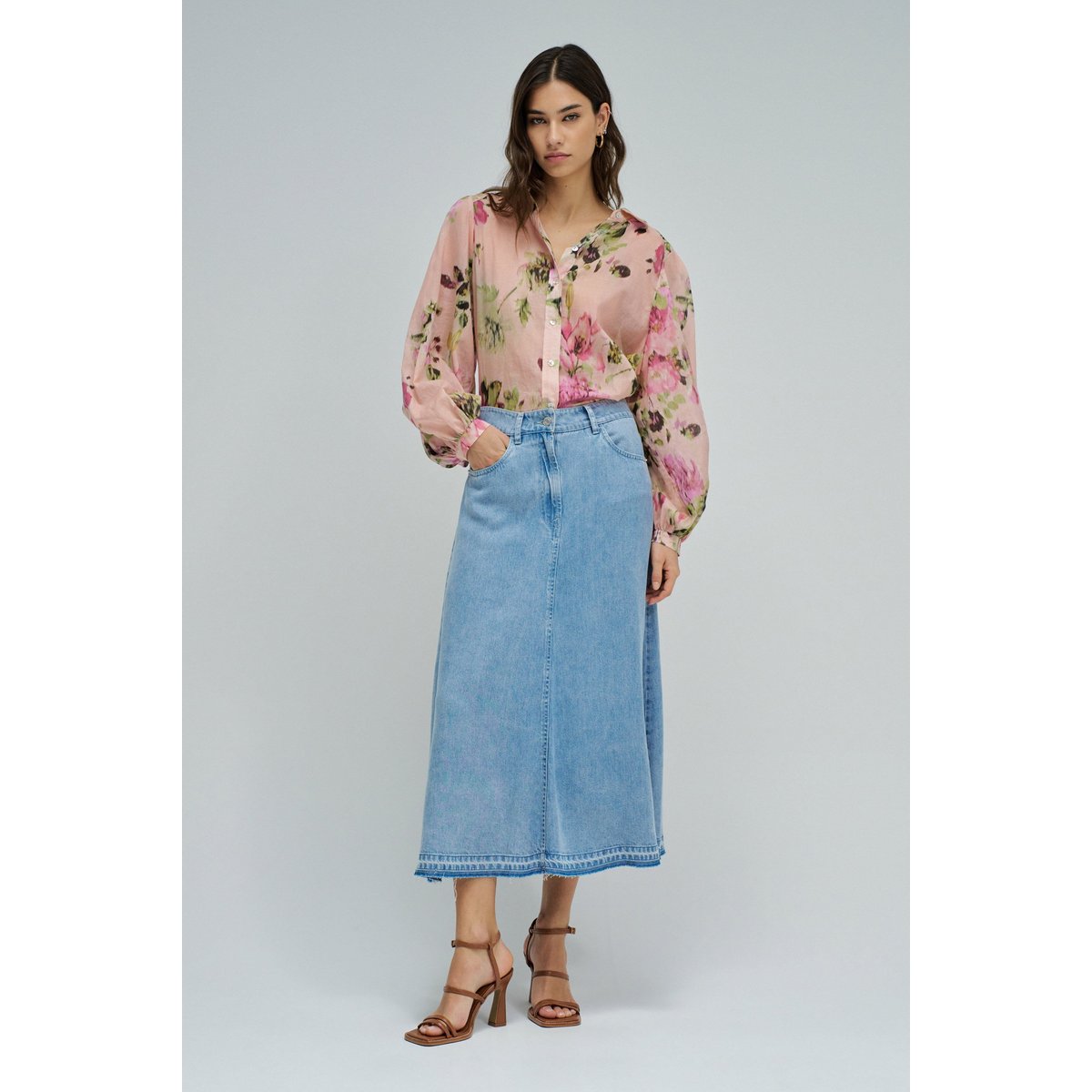 JUPE MIDI EN LIGHTDENIM bleu, SALSA JEANS