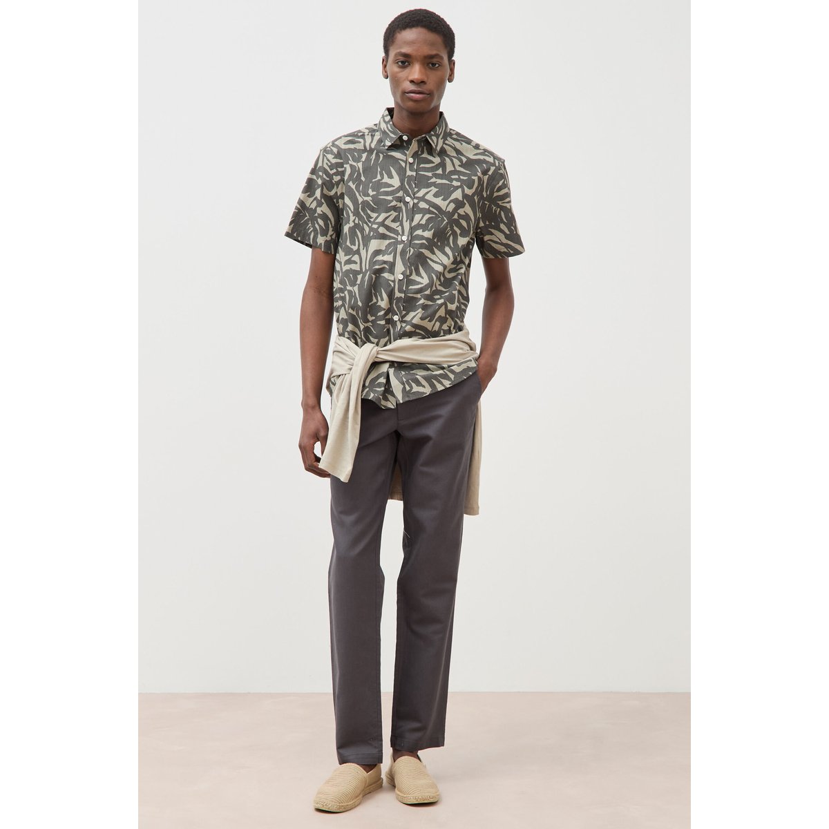 Chemise manches courtes vert kaki fonce, BONOBO