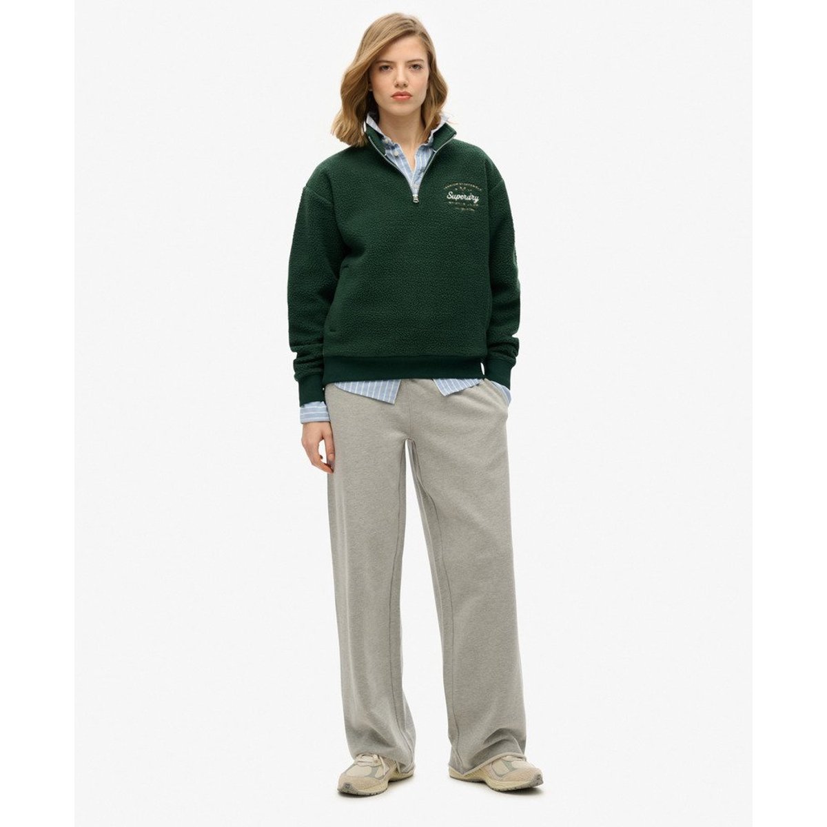 Sweat en polaire à col camionneur Country Club vert émail, SUPERDRY