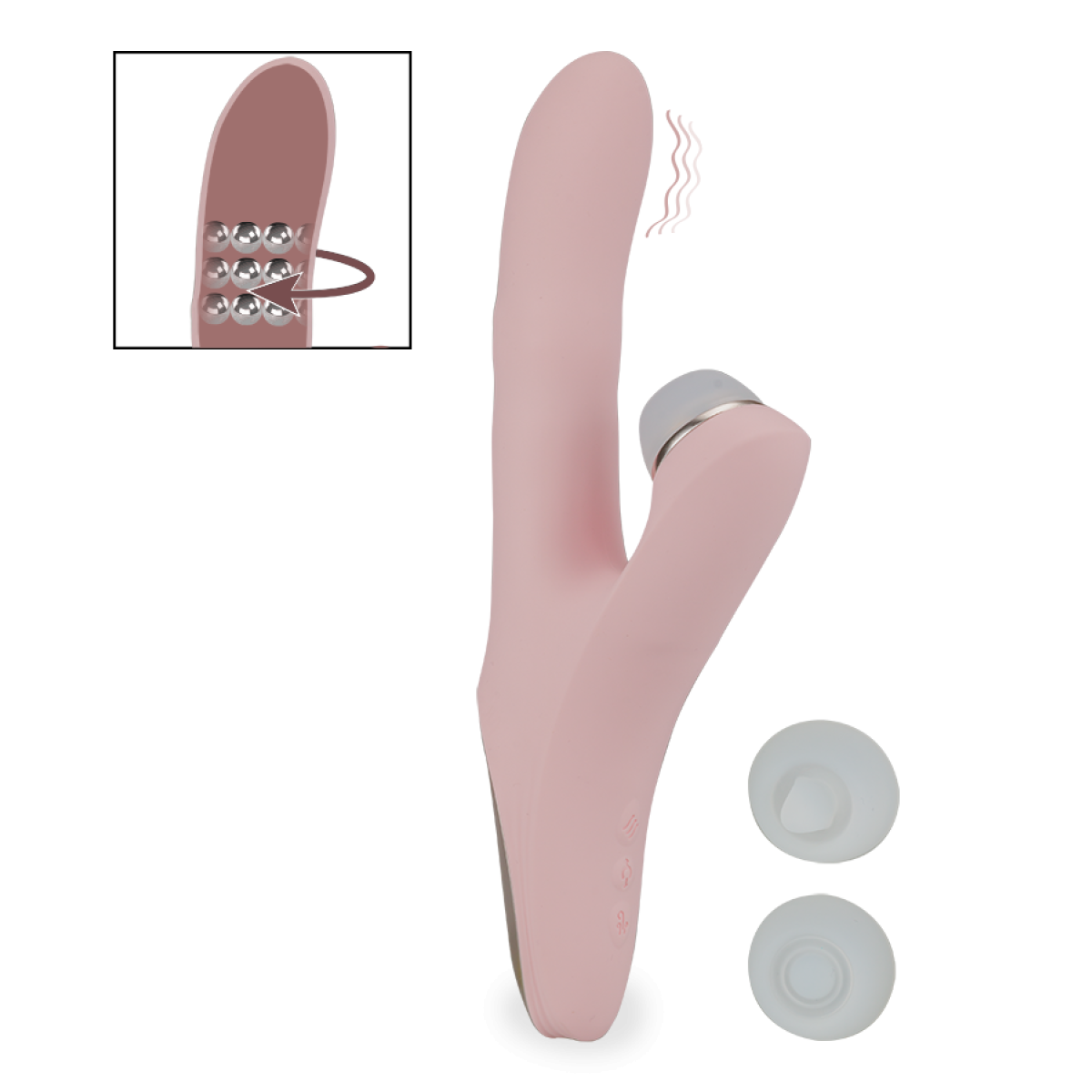 vibromasseur rabbit rotatif et 3 becs stimulants Absolute rose, LOVE AND VIBES