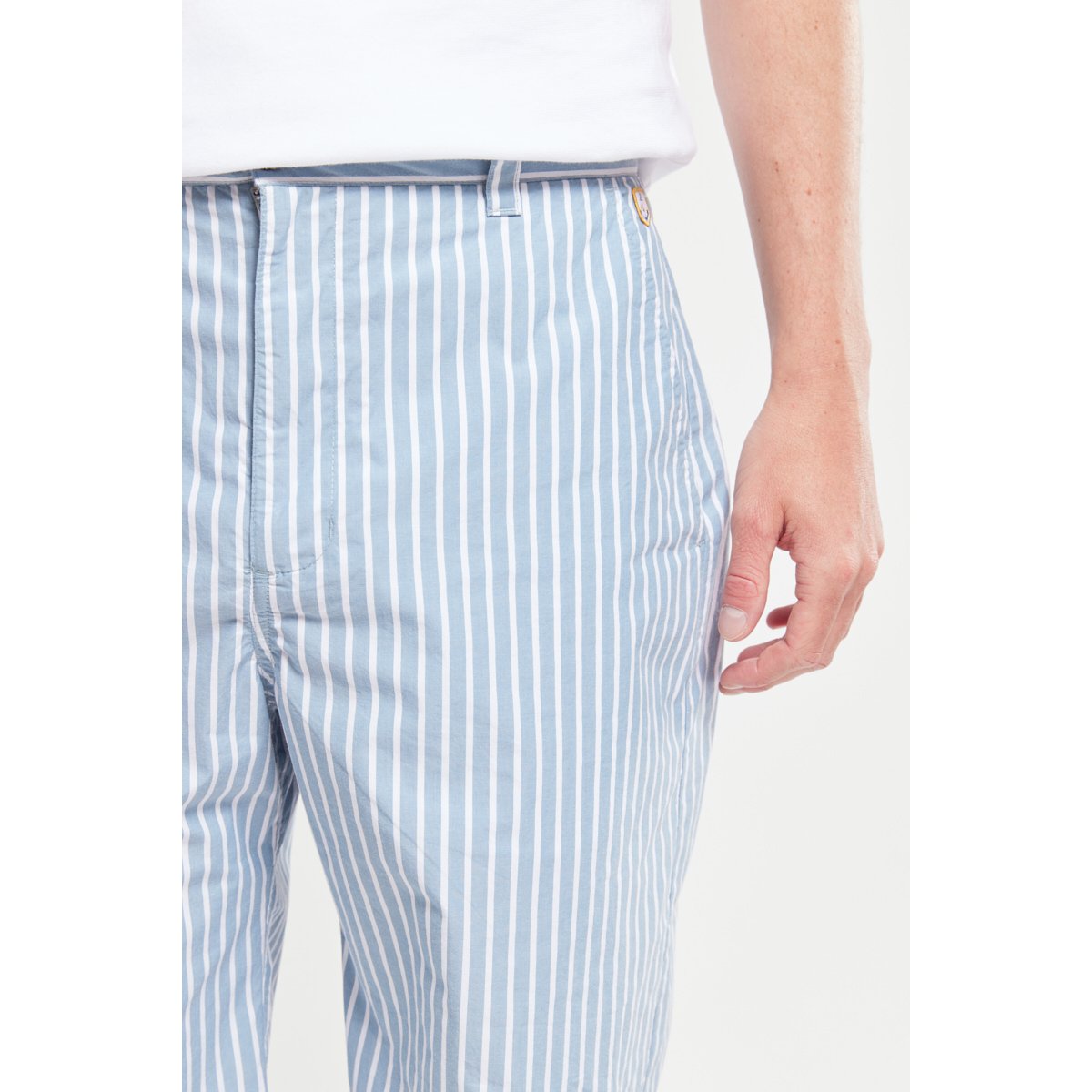 Short à rayures en coton raye bleu, ARMOR-LUX