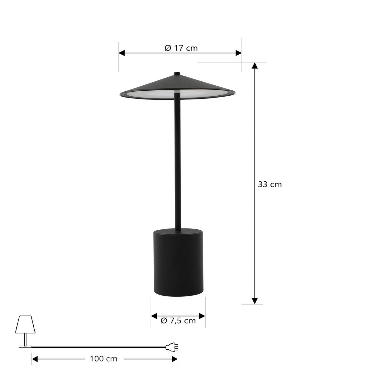 Luminaire de terrasse en aluminium moderneLED noir, LINDBY