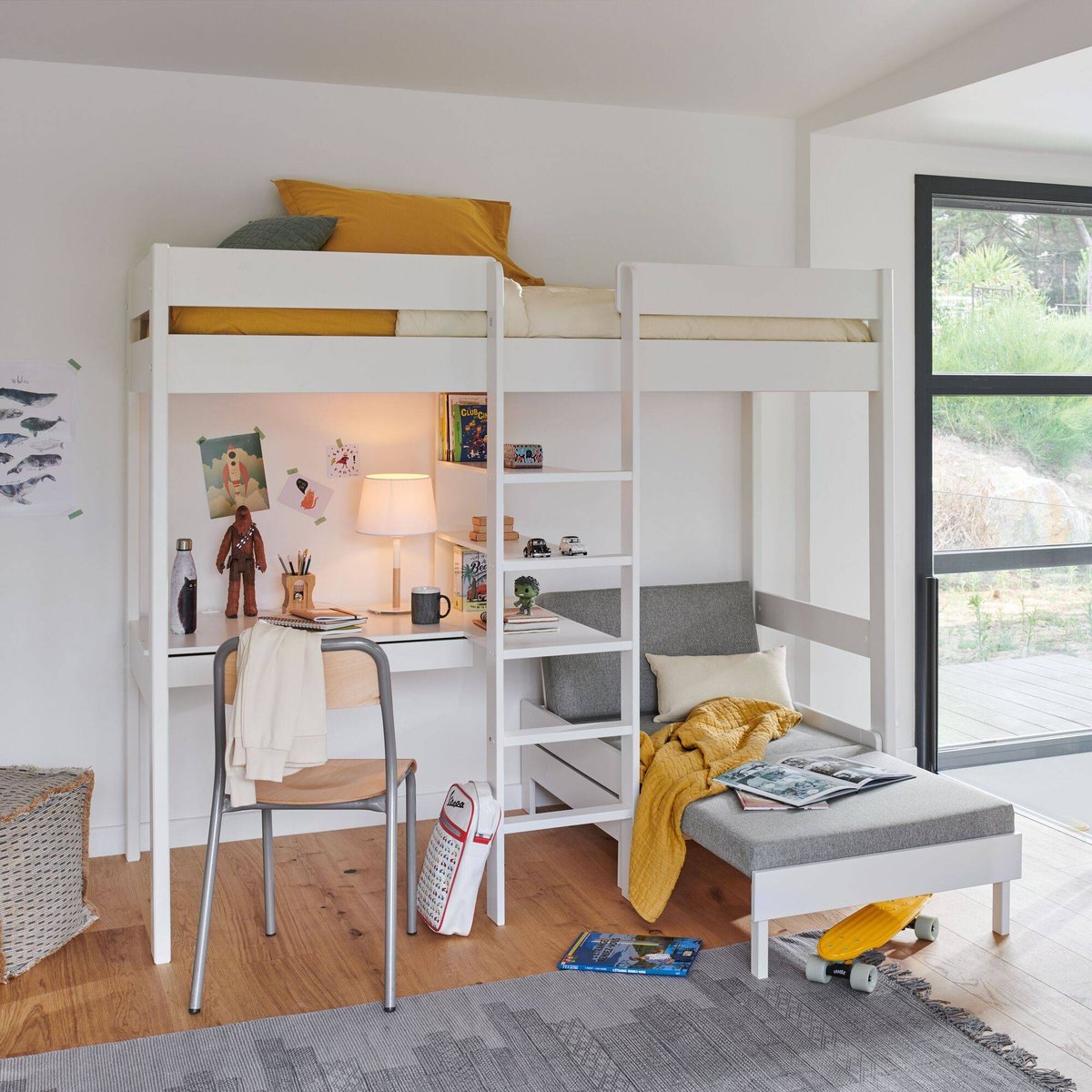Lit mezzanine + fauteuil extensible - TIM naturel, CAMIF