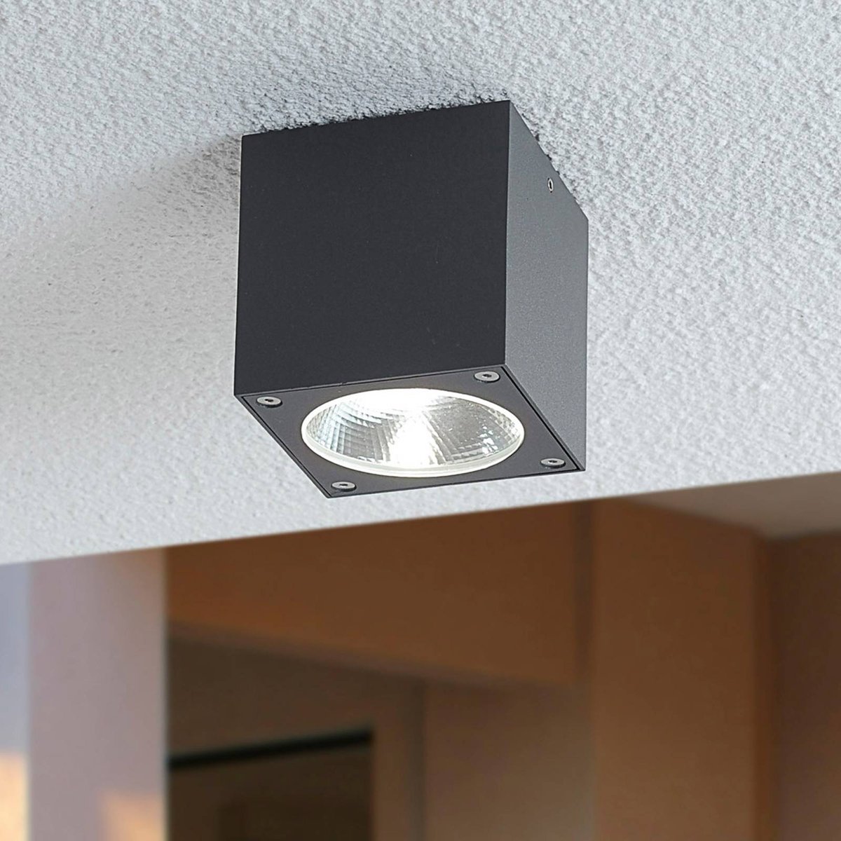 Plafonnier extérieur en aluminium moderneLED gris graphite, LUCANDE