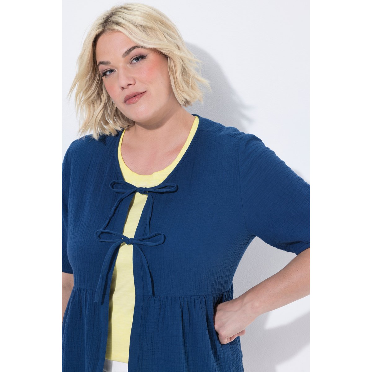 Blouse en mousseline bleu, ULLA POPKEN