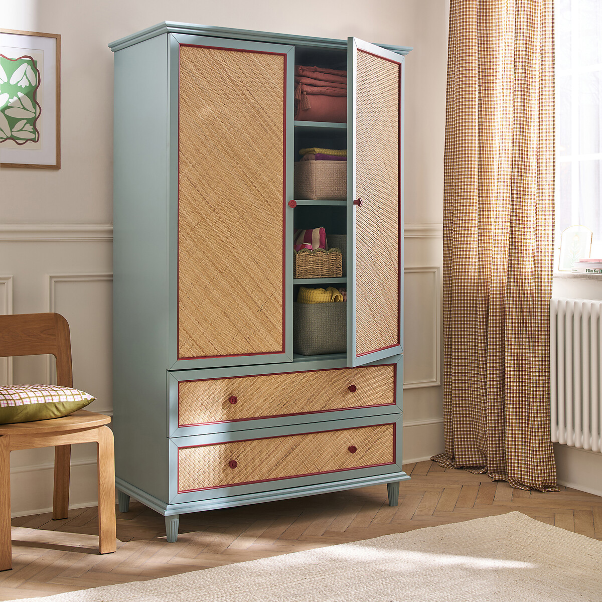 Armoire 2 portes en rotin tressé, SIDORE céladon, LA REDOUTE INTERIEURS