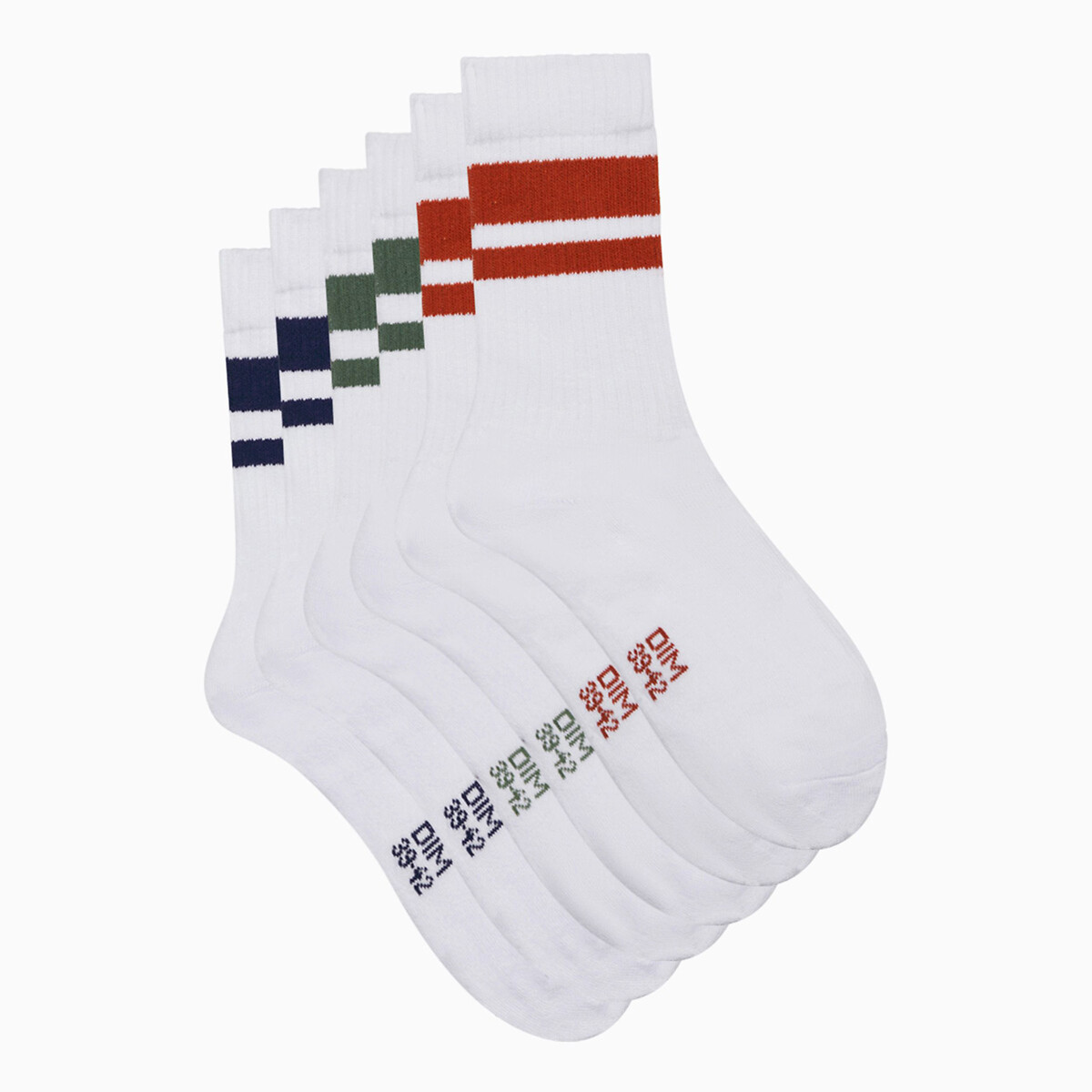 Pack of 3 Pairs of Ecodim Sport Crew Socks green + blue + orange, DIM