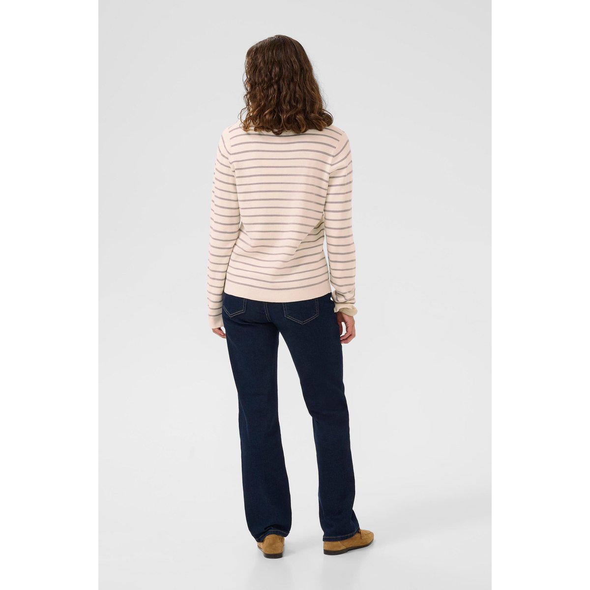 Pullover tricoté beige gris whitecap/grey stripe, CULTURE