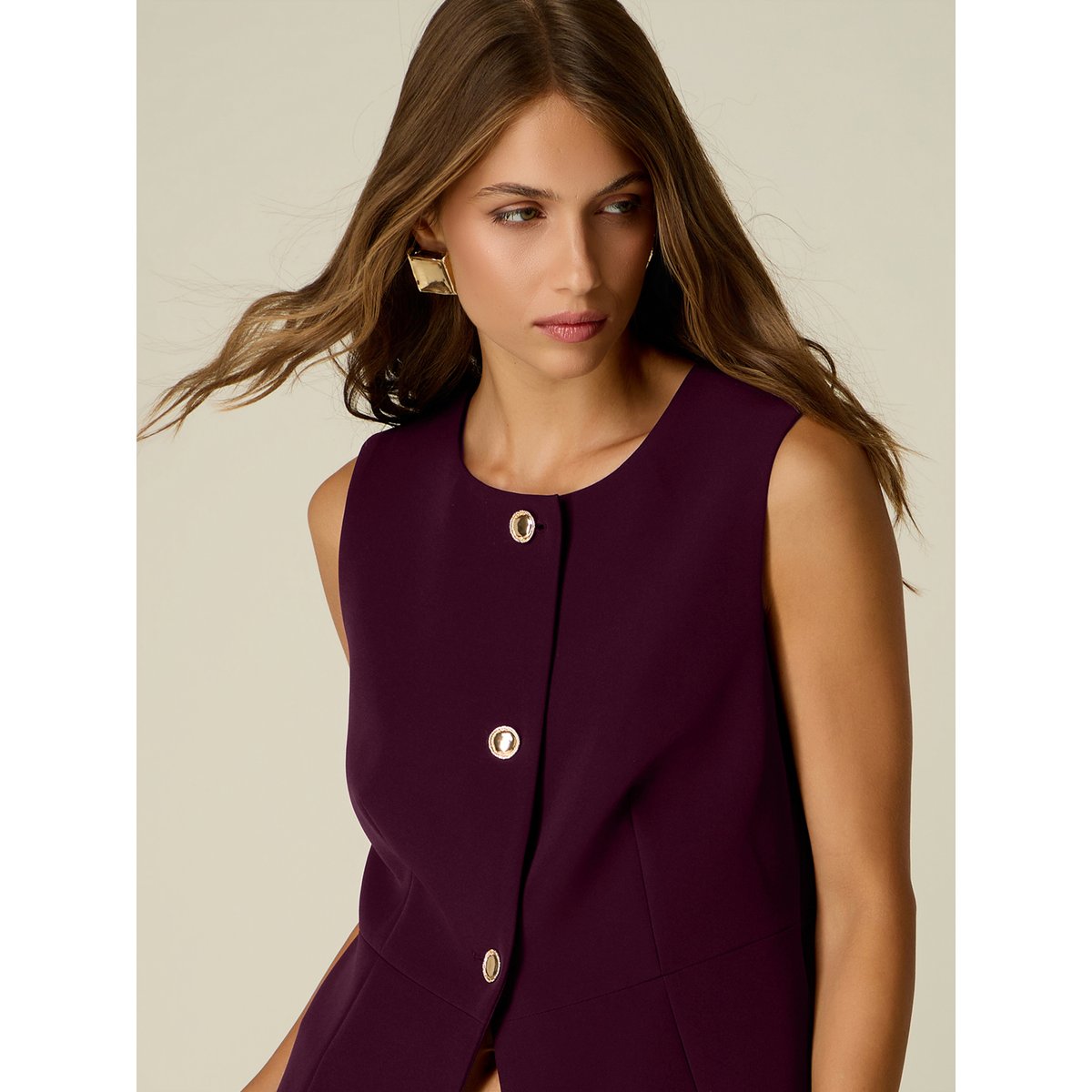 Gilet avec boutons dorés burgundy, OLTRE