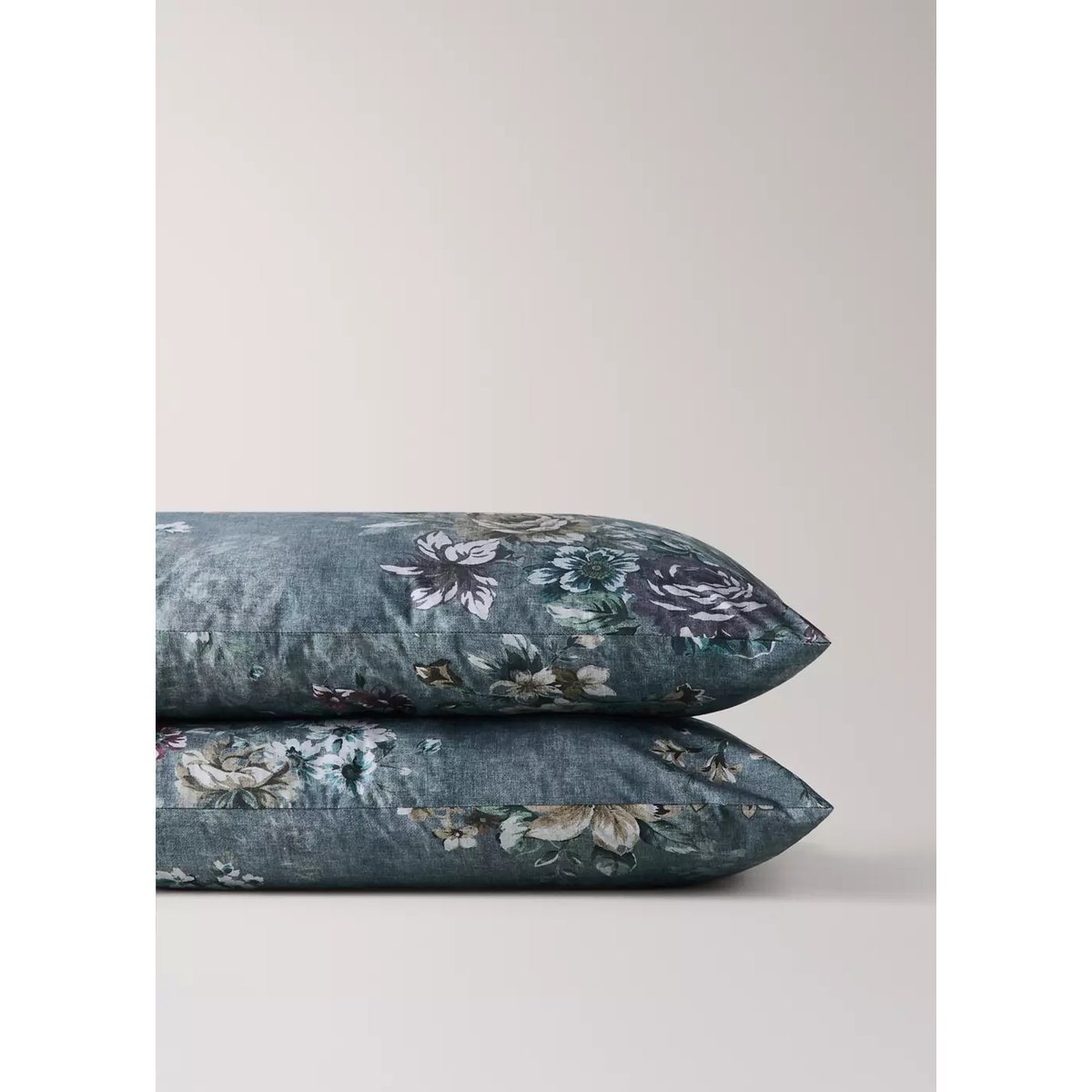 Lot de taies d’oreiller 100 % coton floral 50 x 75 cm vert forêt, MANGO HOME
