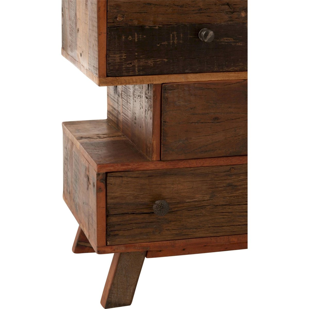 Étagère à tiroirs vintage en bois recyclé naturel, RECOLLECTION