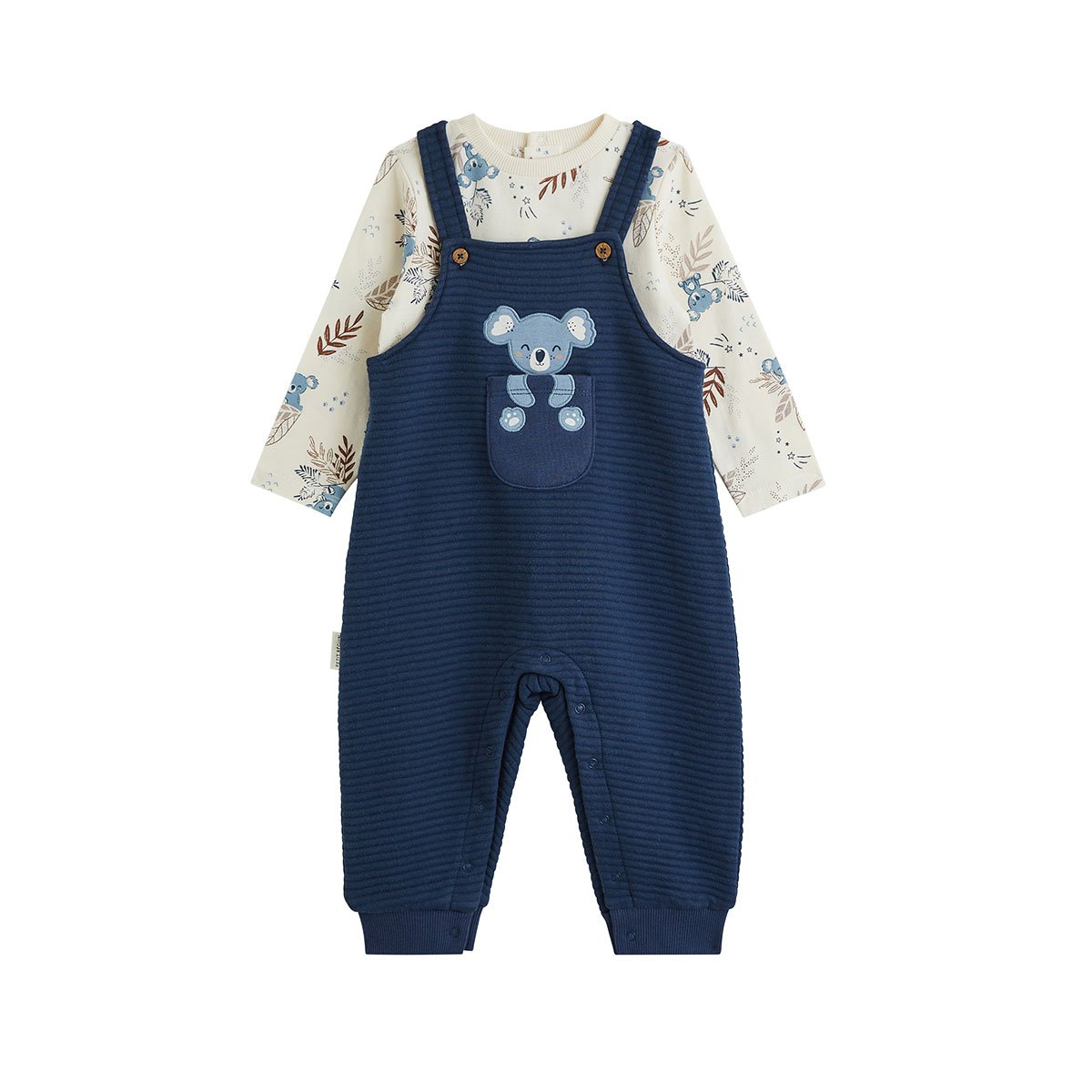 Ensemble salopette bébé et t-shirt Mathéo bleu, PETIT BEGUIN