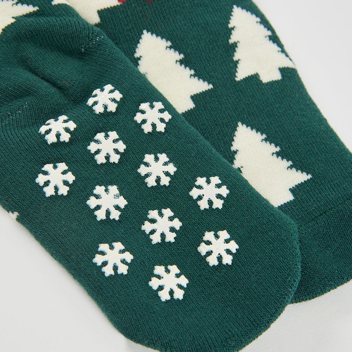 Chaussette haute imprimée sapins de Noël vert, BOBOLI