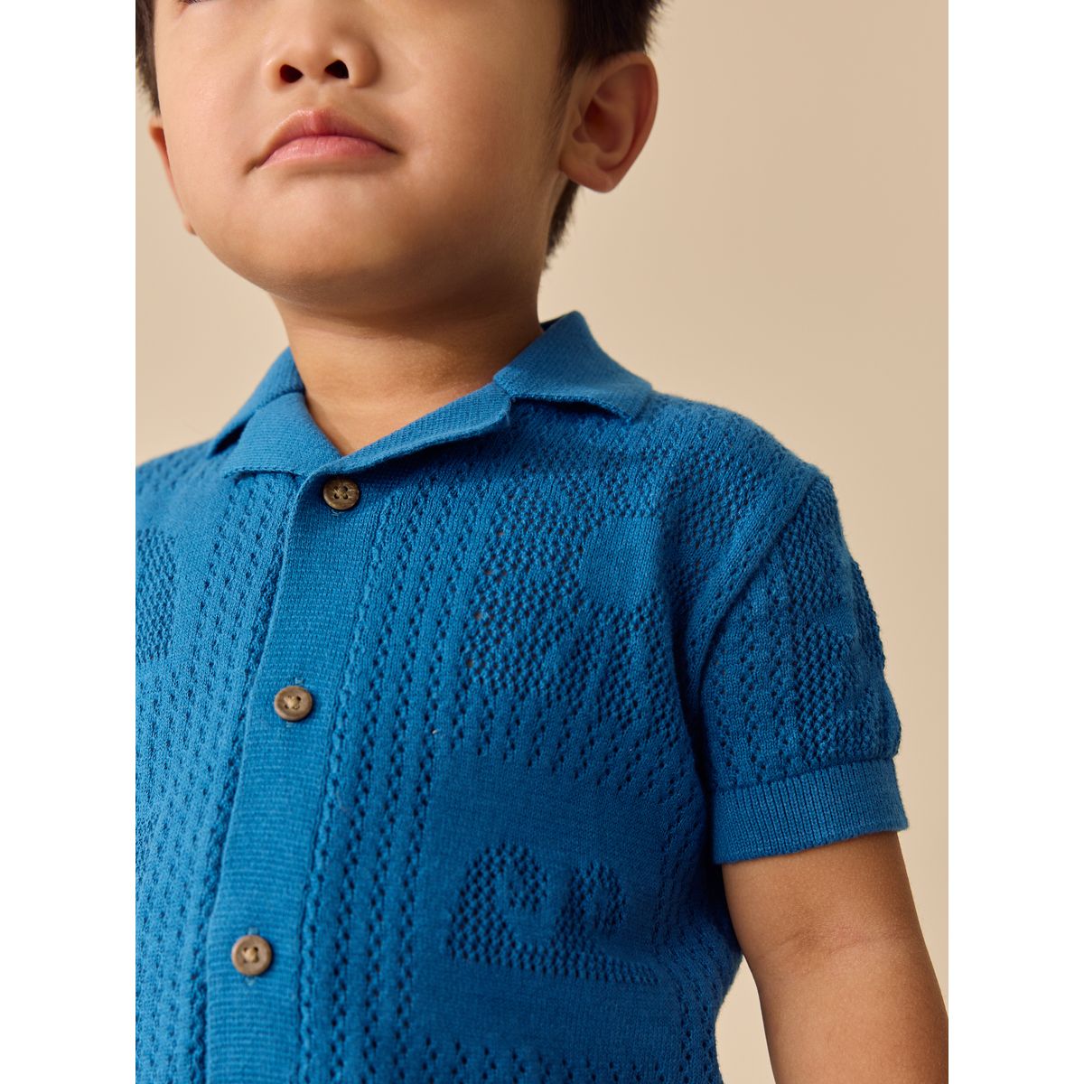 Polo en maille texturée bleu, NEXT