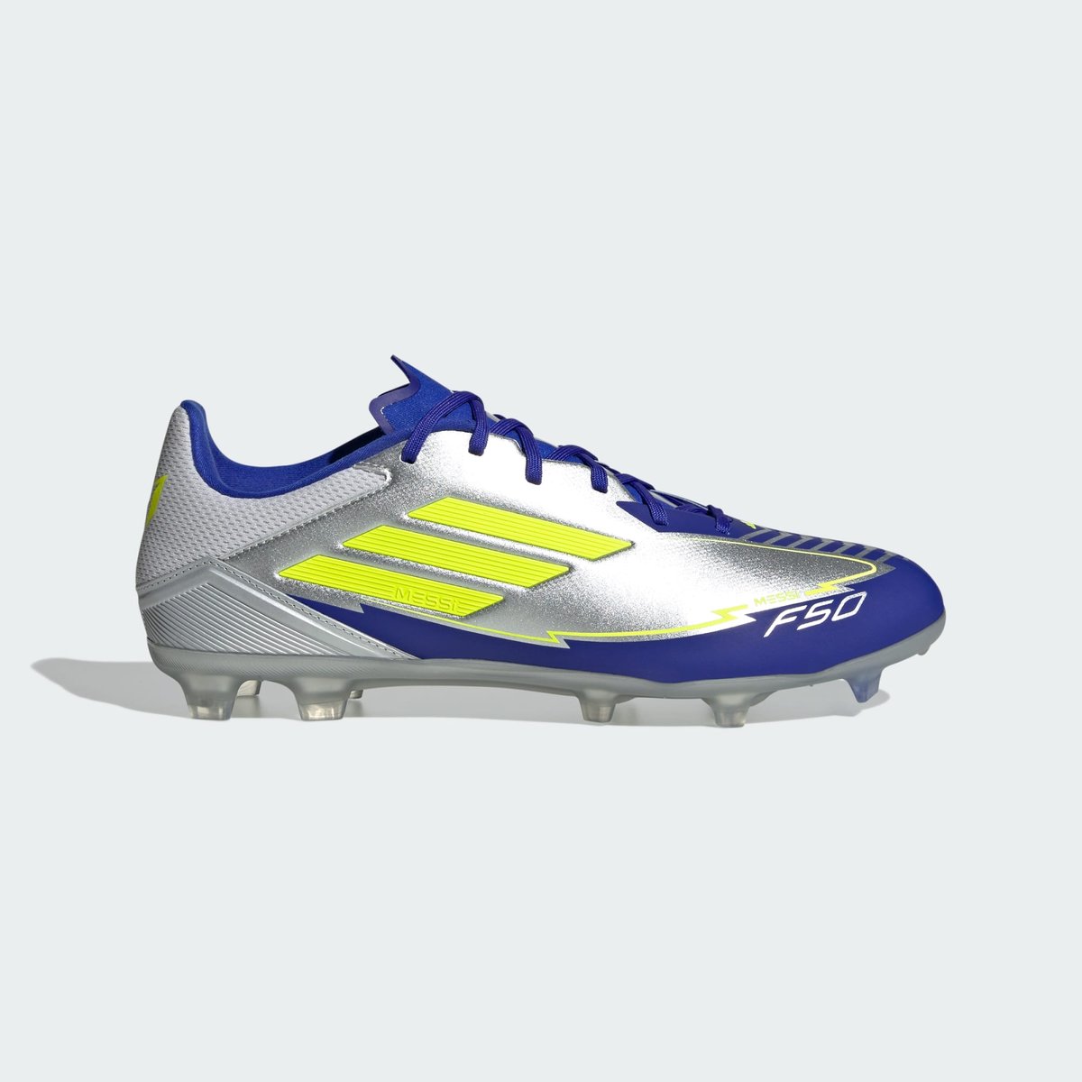 Chaussure F50 League Messi Terrain Souple/Multi-Surfaces Chaussure F50 League Messi Terrain Souple/Multi-Surfaces silver metallic / solar yellow / lucid blue, adidas Performance