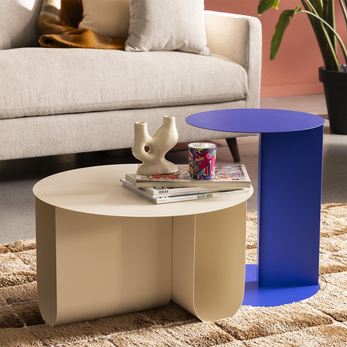 Table d'appoint en métal H50cm- JIMY bleu, DRAWER