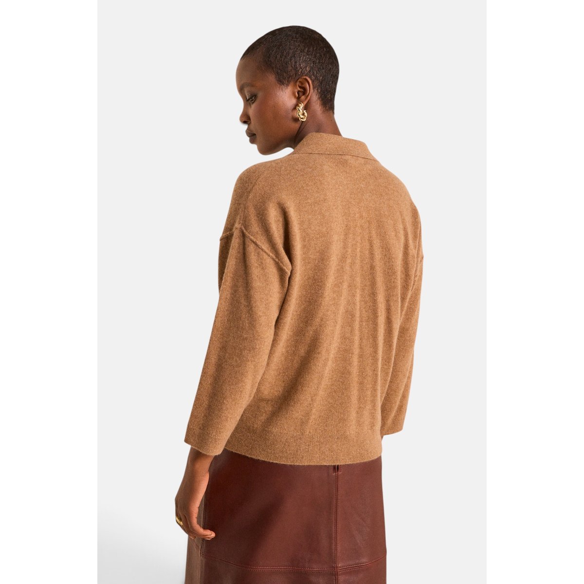 Pull à manches longues en cachemire ALICIA camel fonce, Maison 123