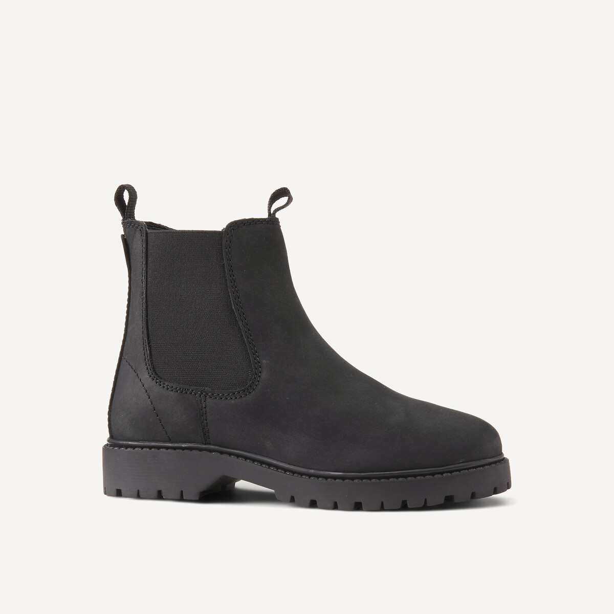 Bottines chelsea en cuir noir, LA REDOUTE COLLECTIONS