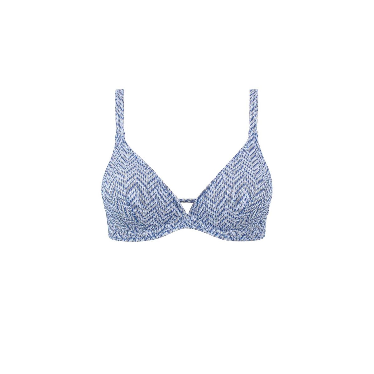 Haut de maillot triangle à armatures texturé fil textile ANCONA bleu, LAURA BY JANINE ROBIN