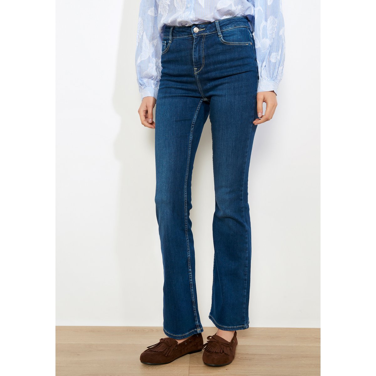 Jean bootcut taille haute dark blue, LOLALIZA